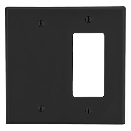 Hubbell Wiring Device-Kellems Wallplate, 2-Gang, 1) Decorator 1) Box Mount Blank, Black P1326BK
